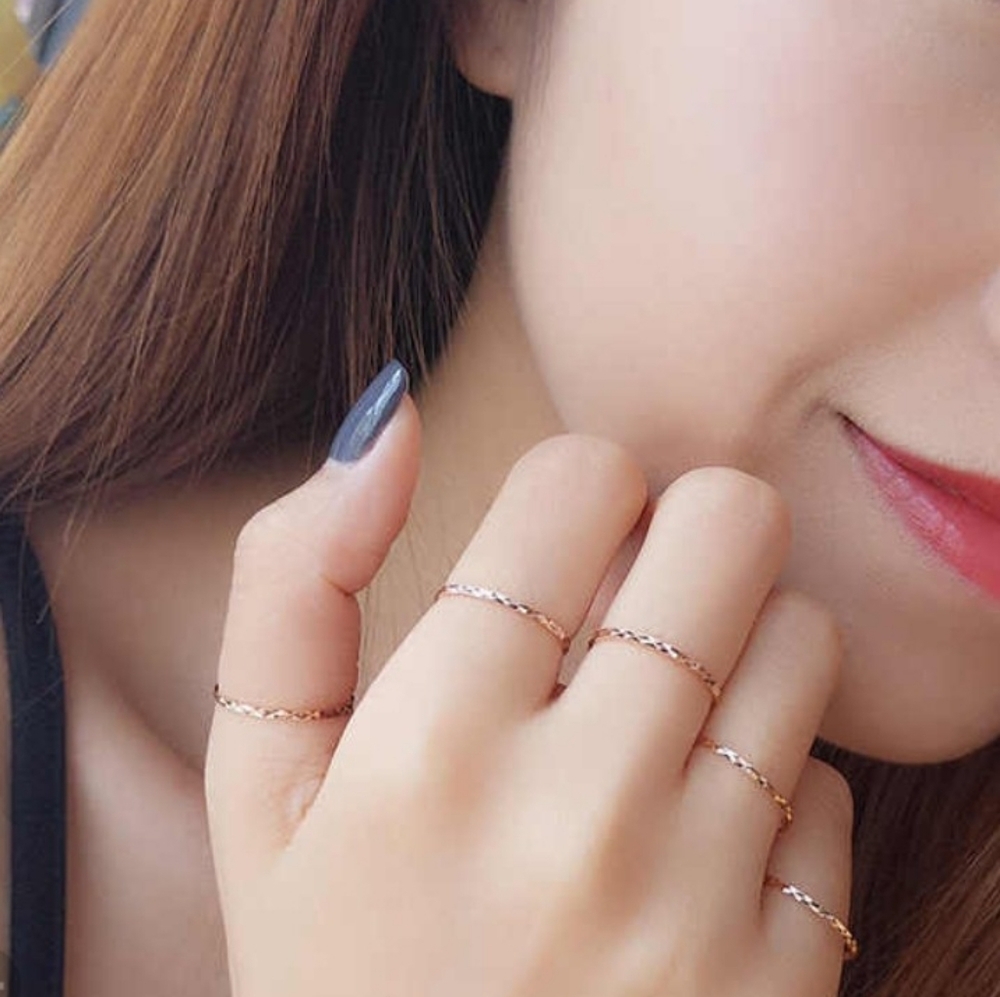 NEW 18k/.925 Rose Gold Dainty Stacking Midi Pinky Knuckle Ring - Picture 3 of 14